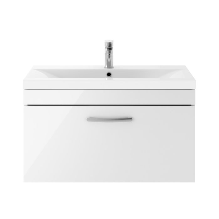 Dezine Nene 800mm Gloss White Stort Hung 1 Drawer Vanity Unit