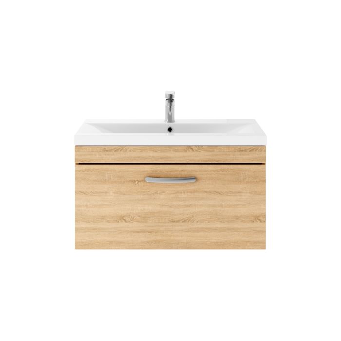 Dezine Nene 800mm Natural Oak Stort Hung 1 Drawer Vanity Unit