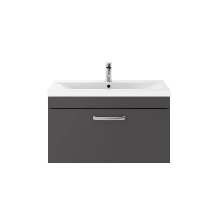 Dezine Nene 800mm Gloss Grey Stort Hung 1 Drawer Vanity Unit