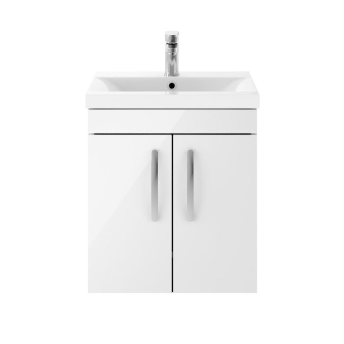 Dezine Nene 500mm Gloss White Stort Hung 2 Door Vanity Unit