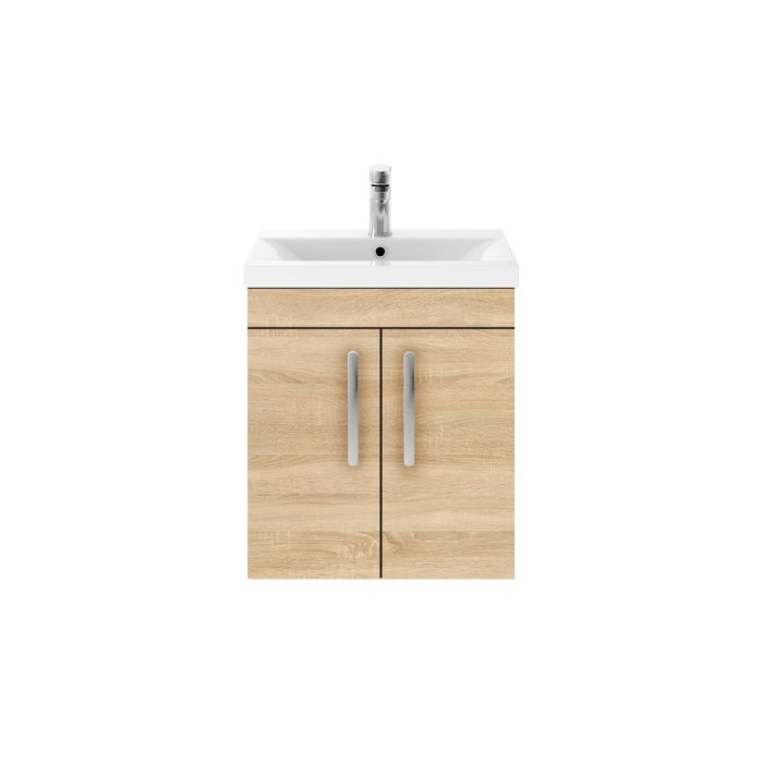 Dezine Nene 500mm Natural Oak Stort Hung 2 Door Vanity Unit