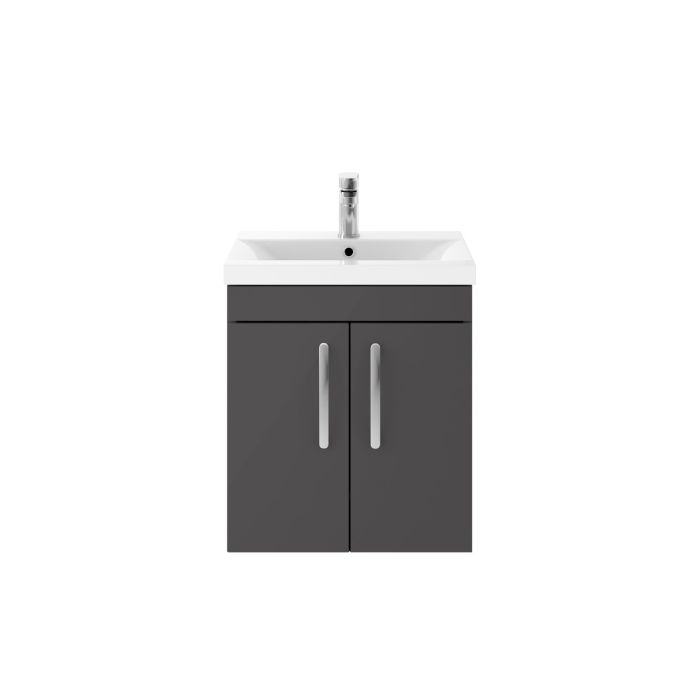 Dezine Nene 500mm Gloss Grey Stort Hung 2 Door Vanity Unit