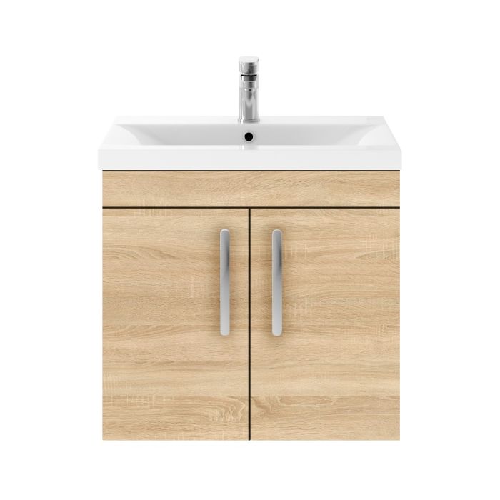 Dezine Nene 600mm Natural Oak Stort Hung 2 Door Vanity Unit