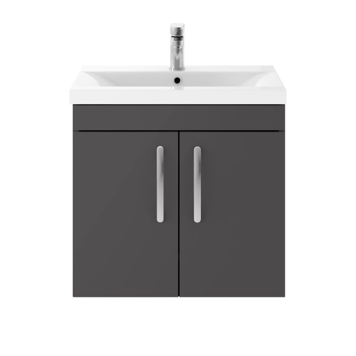 Dezine Nene 600mm Gloss Grey Stort Hung 2 Door Vanity Unit