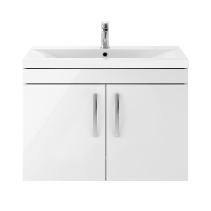 Dezine Nene 800mm Gloss White Stort Hung 2 Door Vanity Unit