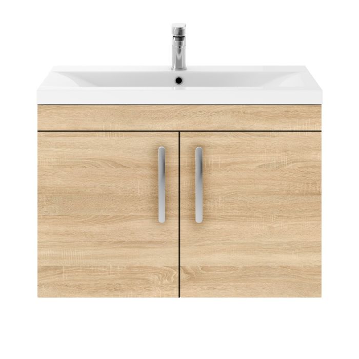 Dezine Nene 800mm Natural Oak Stort Hung 2 Door Vanity Unit