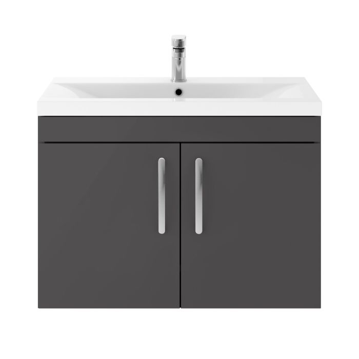 Dezine Nene 800mm Gloss Grey Stort Hung 2 Door Vanity Unit