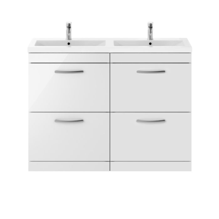 Dezine Nene 1200mm Gloss White Floor Standing 4 Drawer Vanity Unit