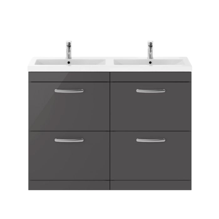 Dezine Nene 1200mm Gloss Grey Floor Standing 4 Drawer Vanity Unit