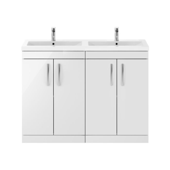 Dezine Nene 1200mm Gloss White Floor Standing 4 Door Vanity Unit