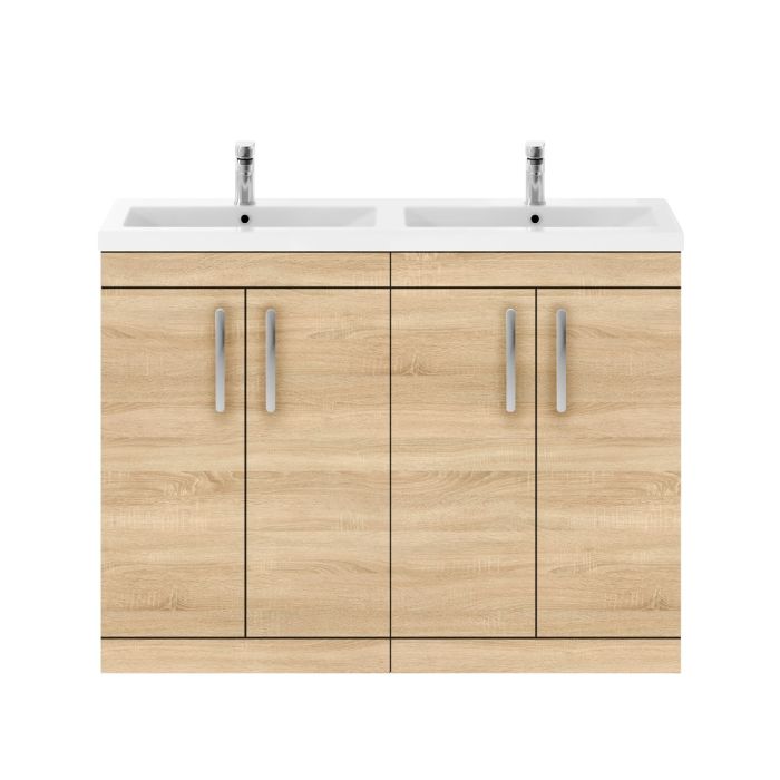 Dezine Nene 1200mm Natural Oak Floor Standing 4 Door Vanity Unit