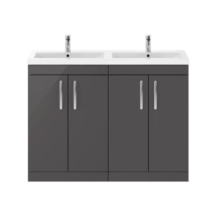 Dezine Nene 1200mm Gloss Grey Floor Standing 4 Door Vanity Unit