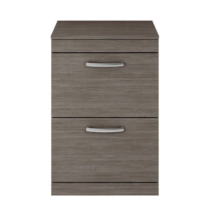 Dezine Nene 600mm Grey Avola Floor Standing 2 Drawer Vanity Unit, with Worktop