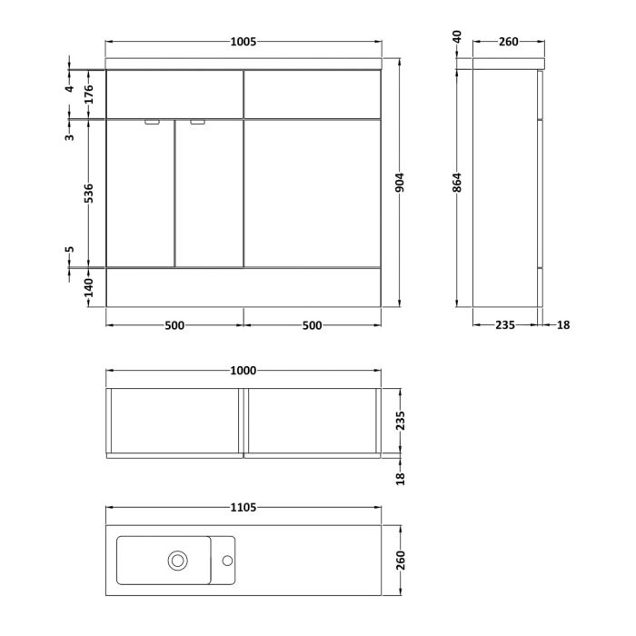 Dezine Sheaf 1000mm Gloss White Pack