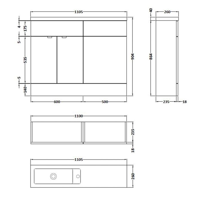 Dezine Sheaf 1100mm Gloss White Pack