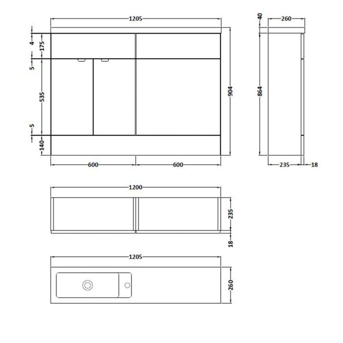 Dezine Sheaf 1200mm Gloss White Pack