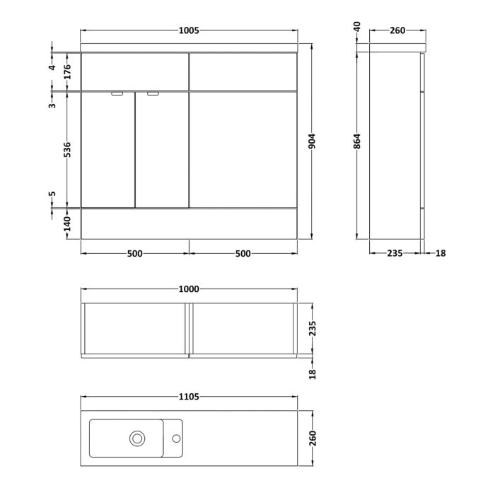 Dezine Sheaf 1000mm Grey Woodgrain Pack