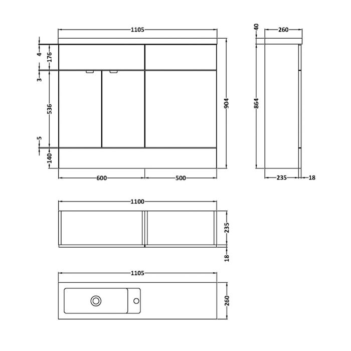 Dezine Sheaf 1100mm Grey Woodgrain Pack