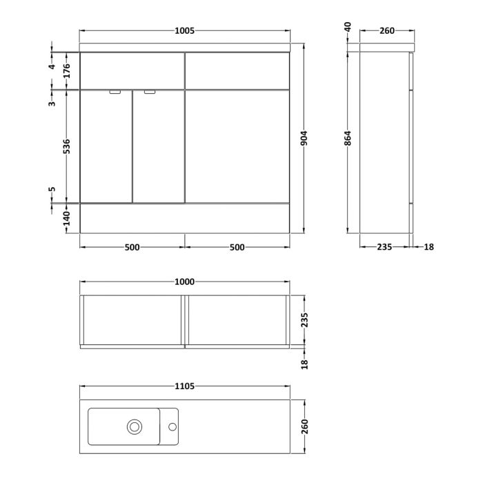 Dezine Sheaf 1000mm Grey Gloss Pack