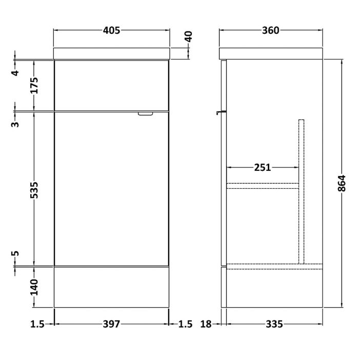 Dezine Sheaf 400mm Full Depth Gloss White Vanity Unit