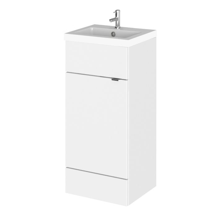 Dezine Sheaf 400mm Full Depth Gloss White Vanity Unit