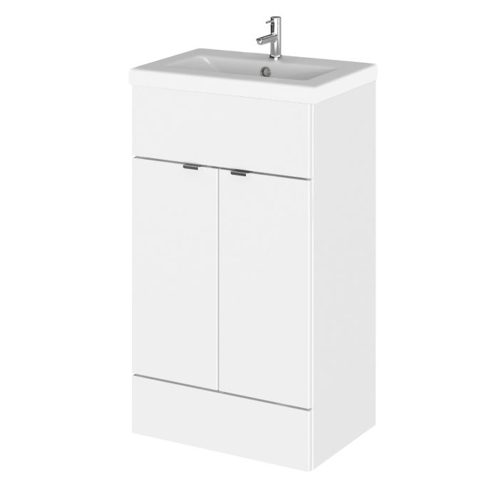 Dezine Sheaf 500mm Full Depth Gloss White Vanity Unit