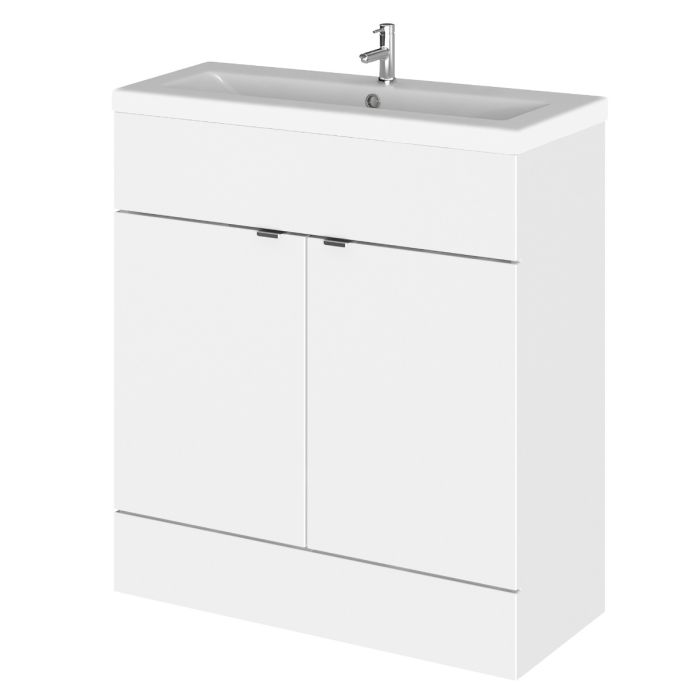 Dezine Sheaf 800mm Full Depth Gloss White Vanity Unit