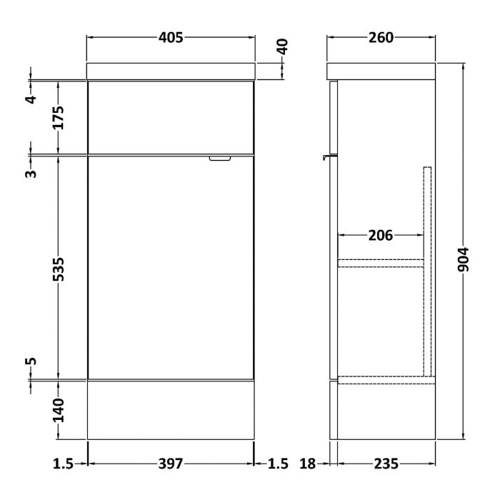 Dezine Sheaf 400mm Nithline Gloss White Vanity Unit