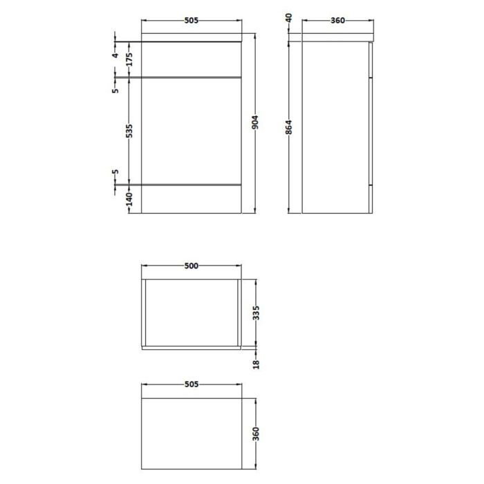 Dezine Sheaf 500mm Full Depth Gloss White WC Unit with Top