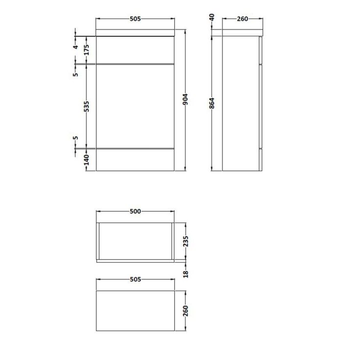 Dezine Sheaf 500mm Nithline Gloss White WC Unit with Top