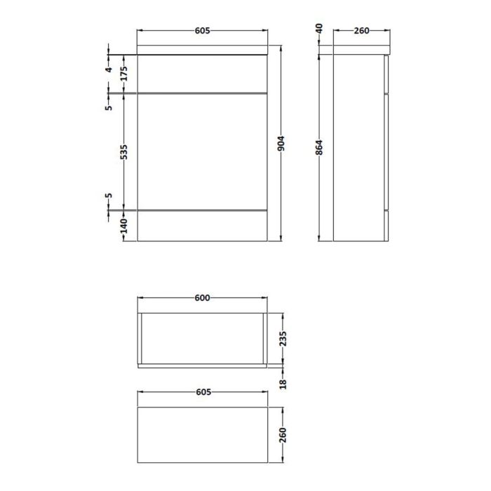 Dezine Sheaf 600mm Nithline Gloss White WC Unit with Top