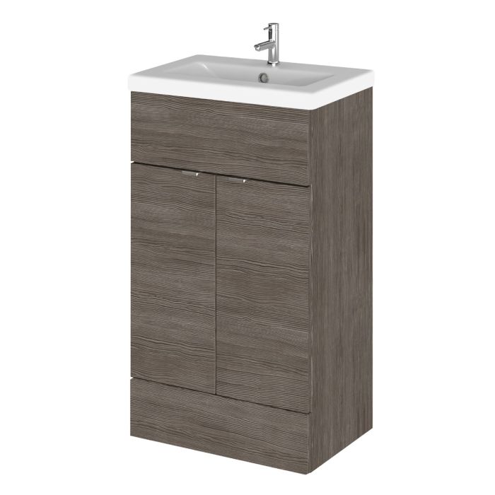 Dezine Sheaf 500mm Full Depth Grey Woodgrain Vanity Unit