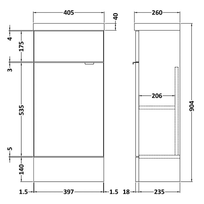 Dezine Sheaf 400mm Nithline Grey Woodgrain Vanity Unit