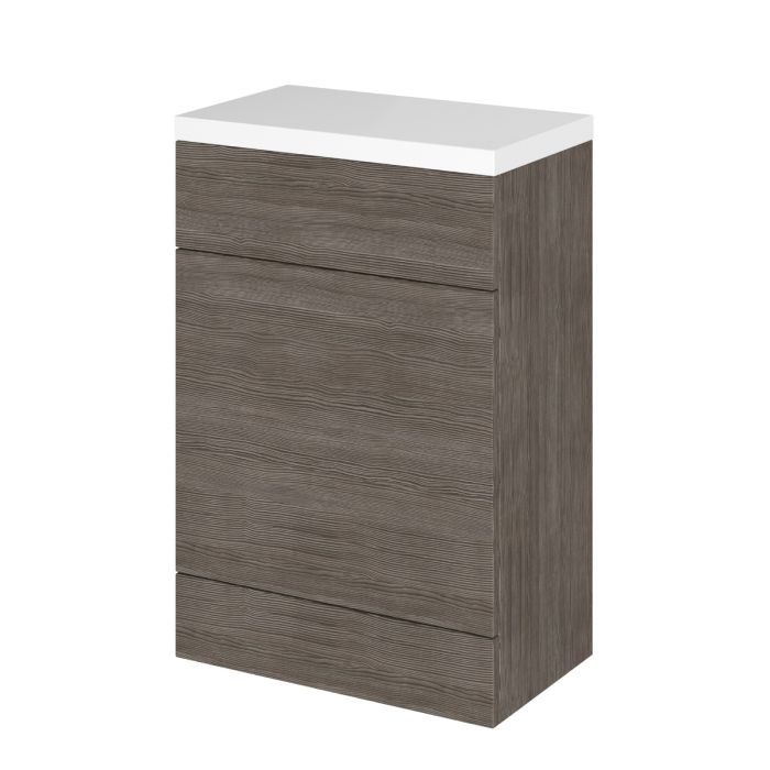 Dezine Sheaf 600mm Full Depth Grey Woodgrain WC Unit with Top