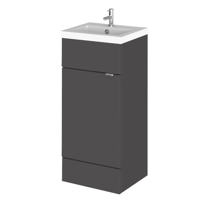 Dezine Sheaf 400mm Full Depth Gloss Grey Vanity Unit