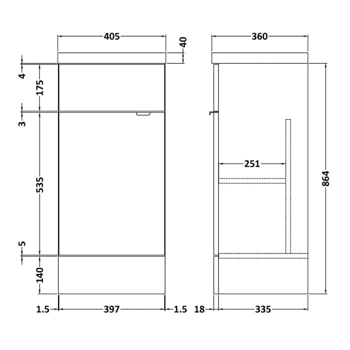 Dezine Sheaf 400mm Full Depth Gloss Grey Vanity Unit