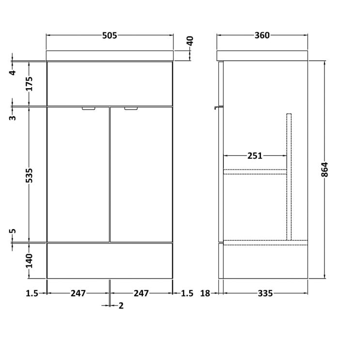 Dezine Sheaf 500mm Full Depth Gloss Grey Vanity Unit