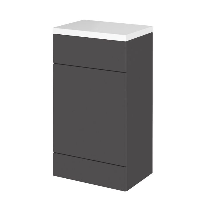 Dezine Sheaf 500mm Full Depth Gloss Grey WC Unit with Top