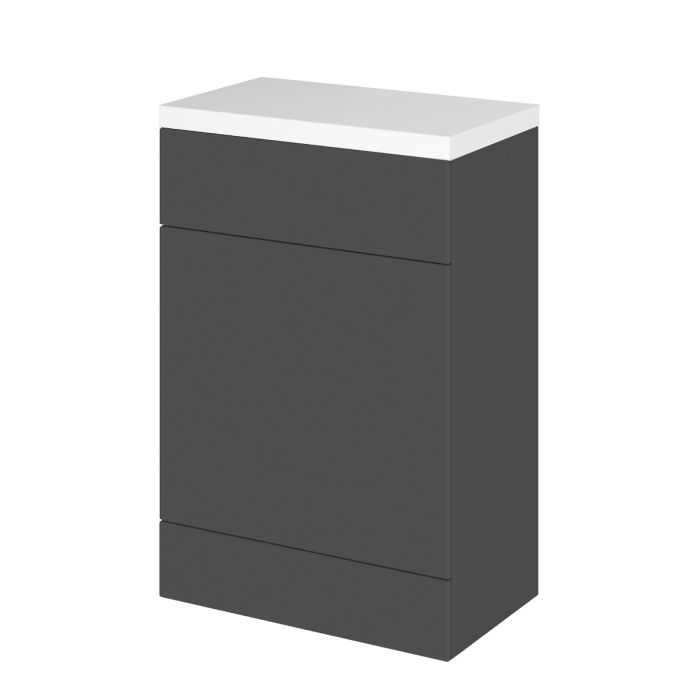 Dezine Sheaf 600mm Full Depth Gloss Grey WC Unit with Top