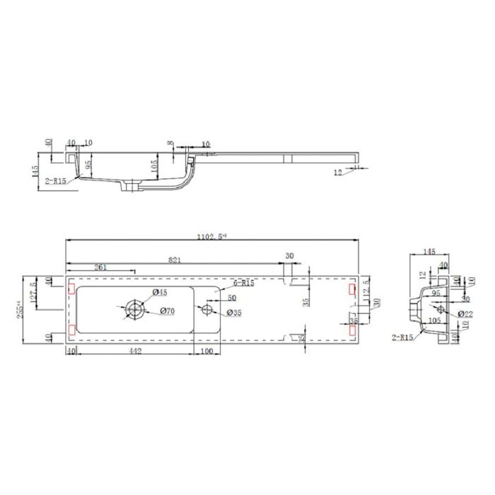 Dezine Sheaf 1100mm Nithline Basin and Worktop