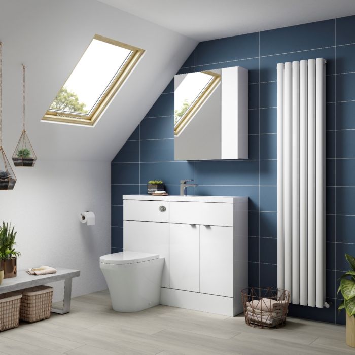 Dezine Sheaf 400mm Full Depth White Vanity Unit