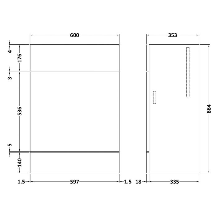 Dezine Sheaf 600mm Full Depth White WC Unit