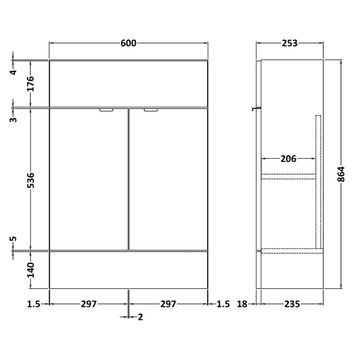 Dezine Sheaf 600mm Nithline Drift Wood Vanity Unit