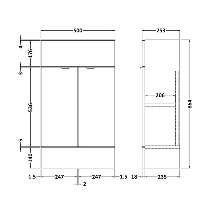 Dezine Sheaf 500mm Nithline Black Vanity Unit