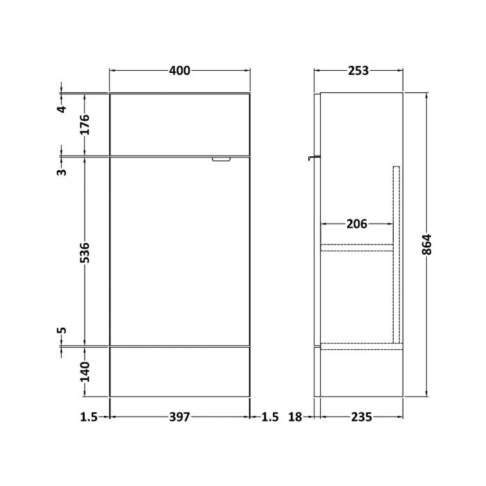 Dezine Sheaf 400mm Nithline White Vanity Unit