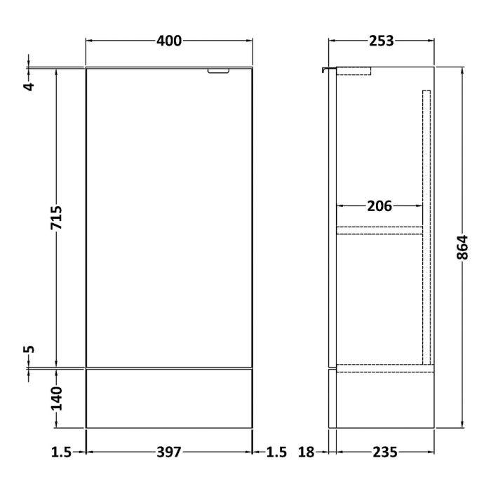 Dezine Sheaf 400mm Nithline Grey Base Unit