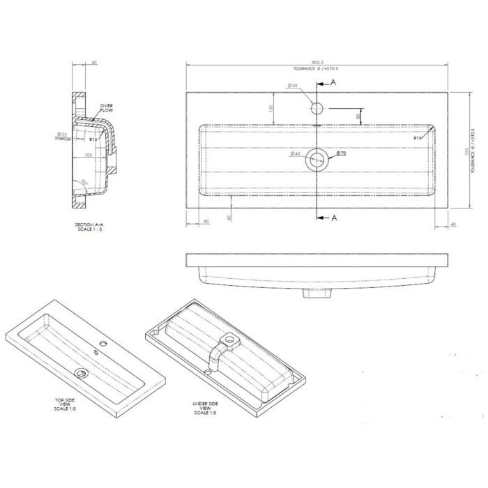 Dezine Sheaf 800mm Full Depth Basin