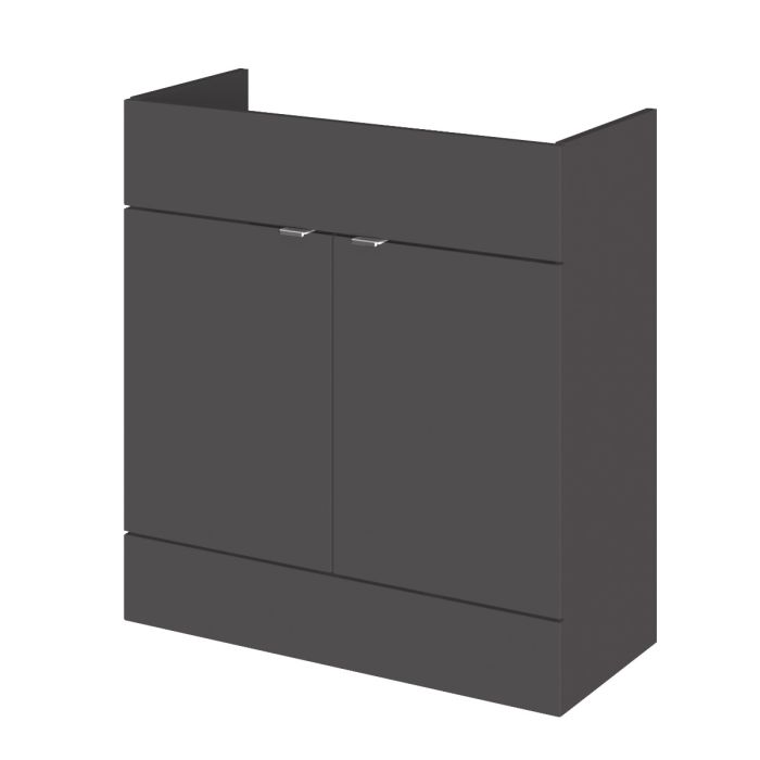 Dezine Sheaf 800mm Full Depth Grey Gloss Vanity Unit