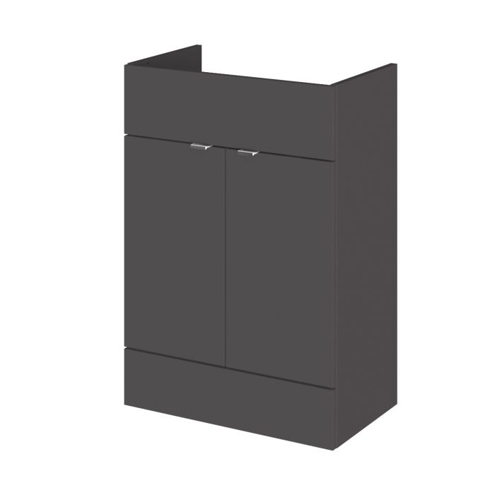 Dezine Sheaf 600mm Full Depth Grey Gloss Vanity Unit