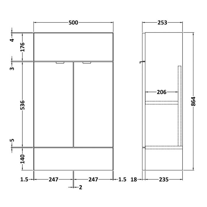 Dezine Sheaf 500mm Nithline Grey Gloss Vanity Unit